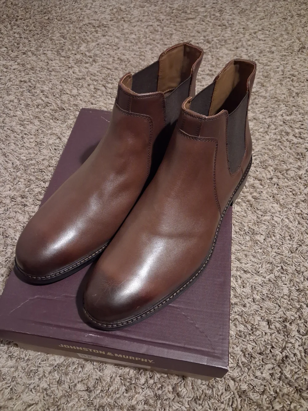 Johnston & Murphy Men’s Mahogany Chelsea Boots - Dark Brown-Oiled